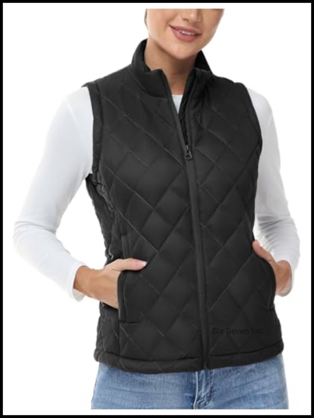 Quilted Puffer Vest Lightweight Sleeveless Jacket Windproof Stand Collar 4